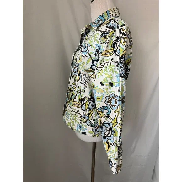 Coldwater Creek White Paisley Print Long Sleeve Jean Jacket - Picture 8 of 13